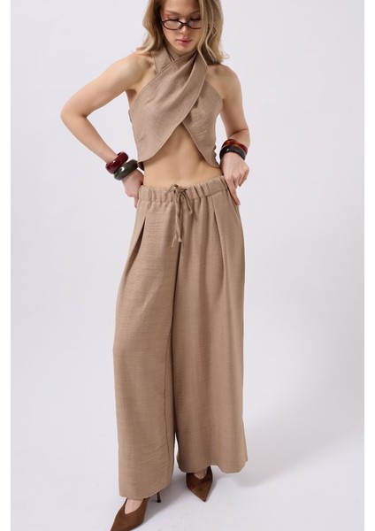 Düşük Bel Oversize Keten Pantolon modelleri