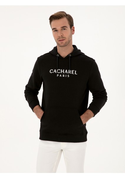 Erkek Siyah Regular Fit %100 Pamuk Bisiklet Yaka Sweatshirt 50318946-VR046