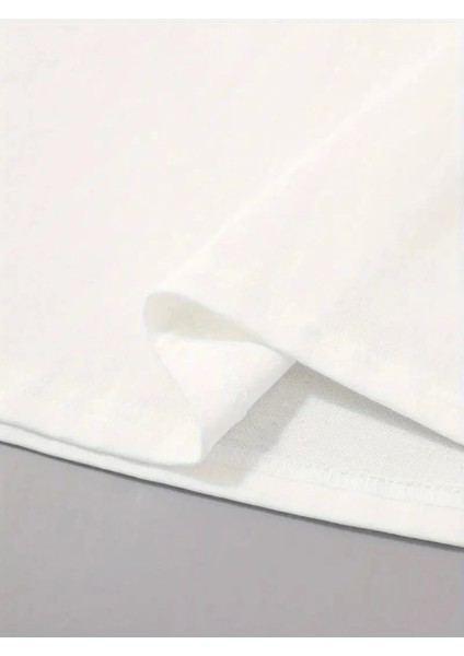 Baskılı Oversize Bisiklet Yaka T-Shirt - Beyaz modelleri