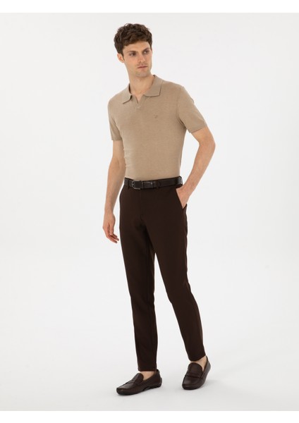 Erkek Kahverengi Slim Fit Kanvas Pantolon 50319449-VR029 modelleri