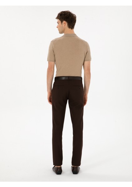 Erkek Kahverengi Slim Fit Kanvas Pantolon 50319449-VR029 fırsatları