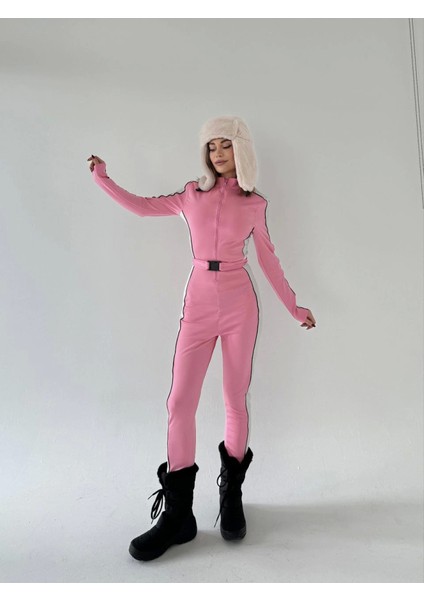 Kemer Detaylı Fermuarlı Tulum - Pembe fiyatları