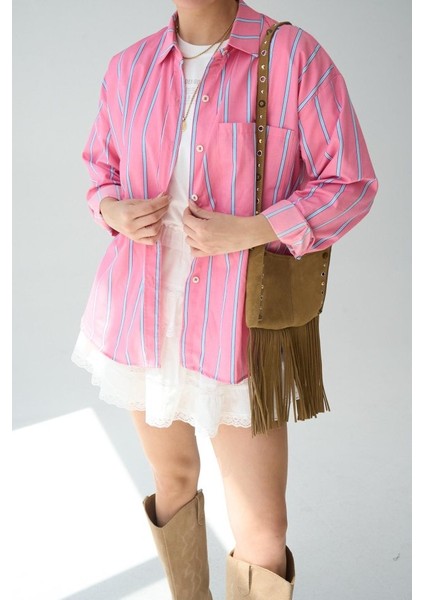 Cepli Gömlek - Pembe-Mavi fırsatları