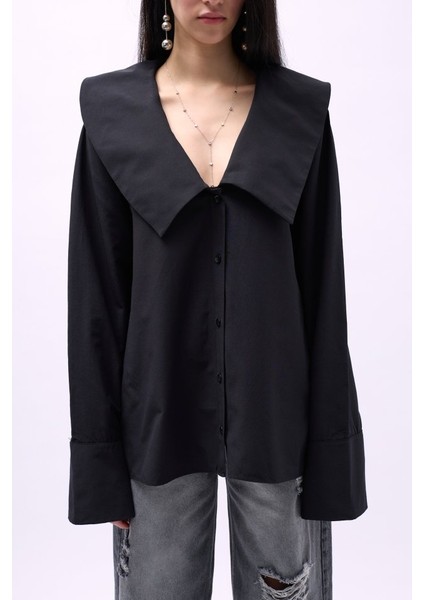 Geniş Yaka Volan Kol Gömlek fırsatları