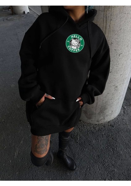 Üç Iplik Penye Uzun Kol Kapşonlu Sweatshirt - Siyah modelleri