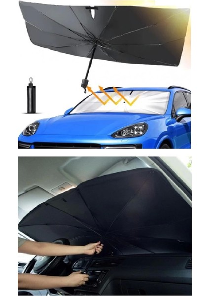 Katlanabilir Araç Ön Camı Güneş Koruyucu Gölge Şemsiye Araba Şemsiyesi (130X75 Cm) indirimleri