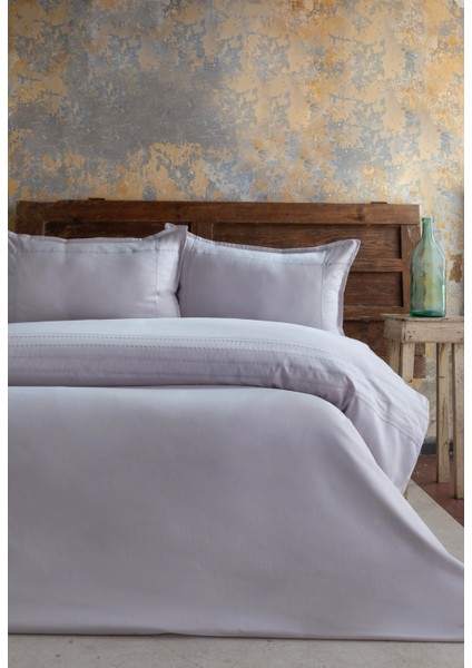 Çift Kişilik Runa Gri Saten Nevresim Takımı