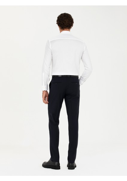 Erkek Lacivert Slim Fit Yün Karışımlı Kumaş Pantolon 50277428-VR033 fırsatları