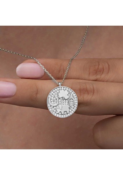 925 Ayar Gümüş Fil Motifli Şans Kadın Kolye T8330 fiyatları