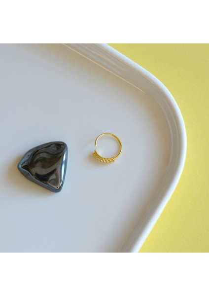 925 Ayar Gümüş Halka Taşlı Hızma Burun Piercing 9 mm Gold Renkli fırsatları
