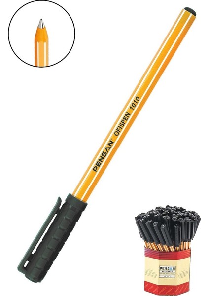 Siyah Tükenmez Kalem 1010 1.0mm 1 Adet Pensan Büro Ofispen Büro Plastik Kapaklı Tükenmez Kalem