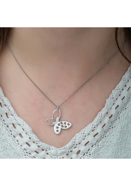 925 Ayar Gümüş Kelebek Kadın Gümüş Kolye T4855 fiyatları