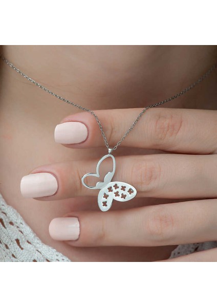 925 Ayar Gümüş Kelebek Kadın Gümüş Kolye T4855 modelleri