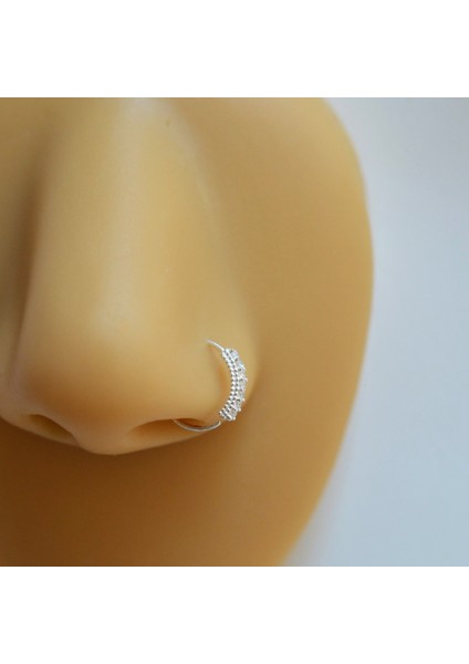 925 Ayar Gümüş Halka Taşlı Hızma Burun Piercing 9 mm Gümüş Renkli modelleri
