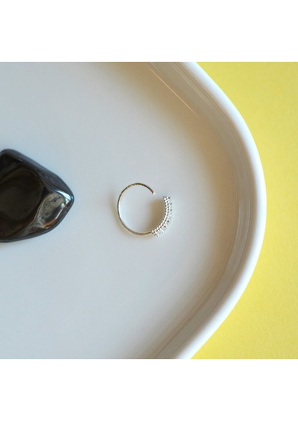 925 Ayar Gümüş Halka Taşlı Hızma Burun Piercing 9 mm Gümüş Renkli
