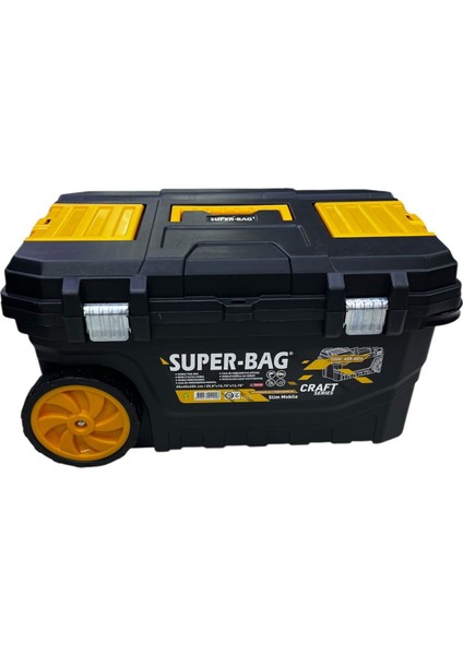 Super Bag 25,6 Inç Mobil Takim Cantasi Cekcekli Alet Tekerlekli Canta ASR4024