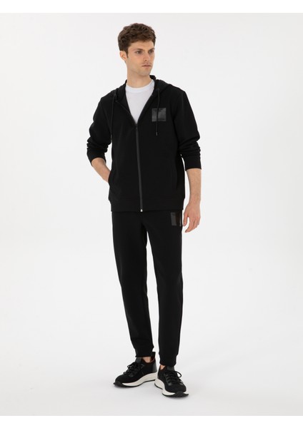 Erkek Siyah Slim Fit Pamuk Karışımlı Paçası Lastikli Eşofman Altı 50311677-VR046 modelleri
