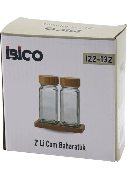 2pcs Bambu Kapaklı Cam Tuzluk - Biberlik - Baharatlık 120ML (5047)