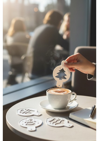 Kahve Şablonu, Kahve Süsleme Seti, Tatlı Süsleme Seti, 4'lü Set