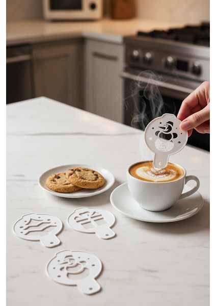 Kahve Şablonu, Kahve Süsleme Seti, Tatlı Süsleme Seti, 4'lü Set fiyatları