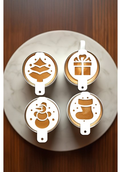 Kahve Şablonu, Kahve Süsleme Seti, Tatlı Süsleme Seti, 4'lü Set modelleri