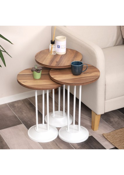 Marbella Zigon Sehpa Mdf Tabla Alt Mekanizma Demir Beyaz Renk