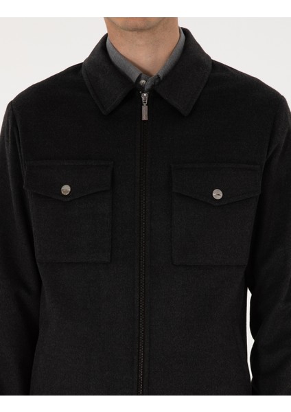 Erkek Antrasit Regular Fit Fermuarlı Ceket 50316426-VR006