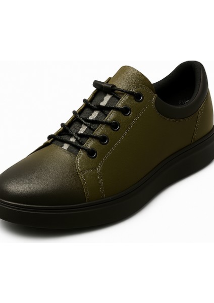 GR0159 Hakiki Deri Bilek Streçli Petrol Yeşili Üst Kalite Sneaker Erkek Ayakkabı fiyatları