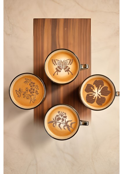 Kahve Şablonu, Kahve Süsleme Seti, Tatlı Süsleme Seti, 4'lü Set