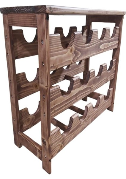 Ahşap 3 Katlı Ceviz Renkli Masif Ağaç Şaraplık fırsatları