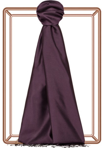 Patlıcan Moru Ipekevi Düz Ipek Şal 2911