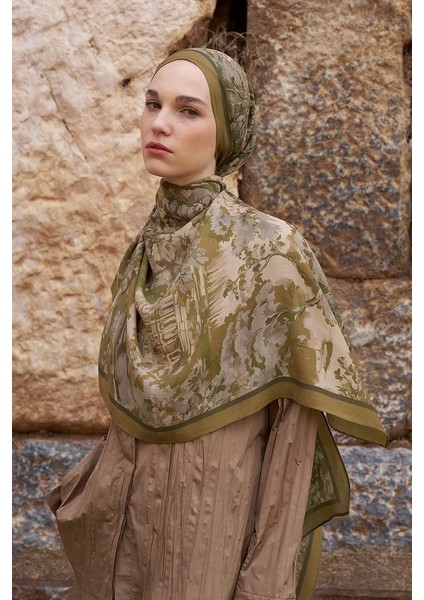 Haki Ed Scarf Sunrise Bahar Desen Şal
