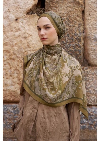 Haki Ed Scarf Sunrise Bahar Desen Şal fırsatları