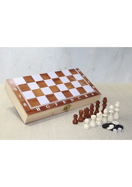 Ahşap Kutulu Satranç ve Tavla Seti ALK4024