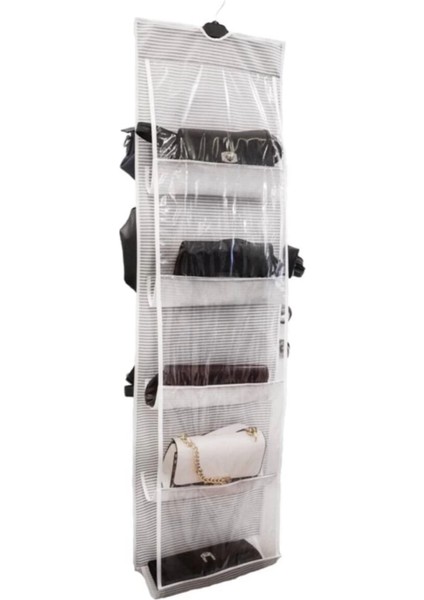 10 Bölmeli Dolap Içi Çanta Organizeri - Pembe Çizgili modelleri