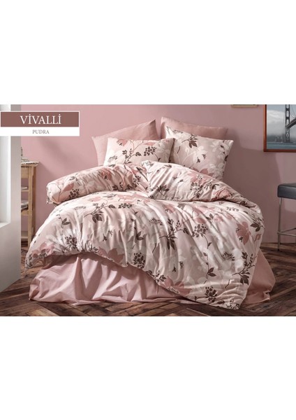 Pudra Pembe Çift Kişilik Nevresim Takımı - Çiçek Desenli & Şık Nevresim Seti