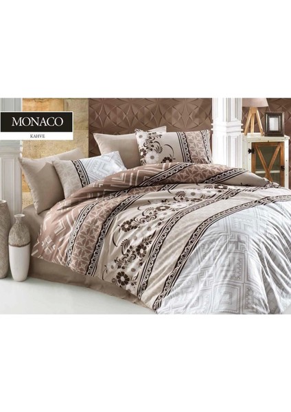 Kahverengi Çift Kişilik Nevresim Seti - Geometrik ve Çiçek Desenli Nevresim Takımı