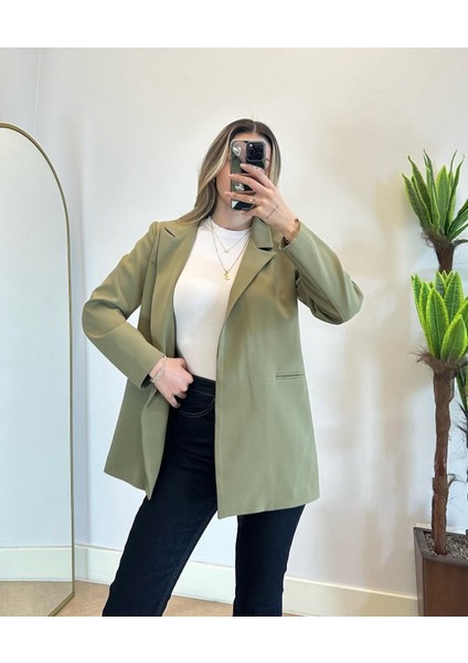 Kadın Haki Bel Bağlamalı Blazer Ceket fiyatları