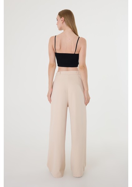 Kadın Taş Pile Detaylı Palazzo Pantolon