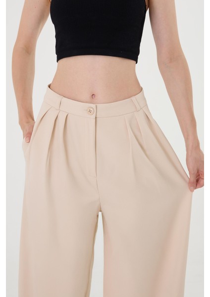 Kadın Taş Pile Detaylı Palazzo Pantolon