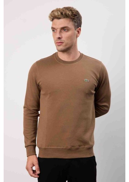 Bisiklet Yaka Kahverengi Regular Fit Uzun Kol