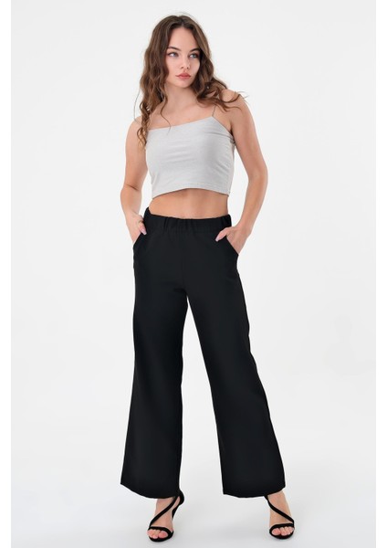 Kadın Siyah Lastikli Palazzo Pantolon fiyatları
