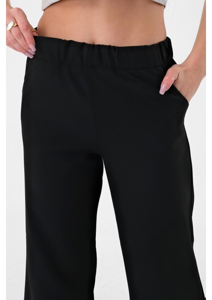 Kadın Siyah Lastikli Palazzo Pantolon indirimleri
