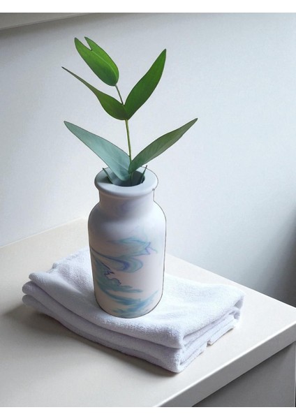 Homemade Dekoratif Obje – Mavi Yeşil Mermer Desenli Taş Vazo fiyatları