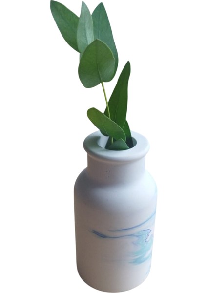 Homemade Dekoratif Obje – Mavi Yeşil Mermer Desenli Taş Vazo indirimleri