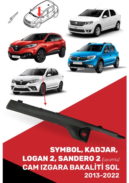 Symbol - Kadjar - Sandero - Logan Cam Izgara Bakaliti Sol (2013-2020), 668226391R - 668223010R