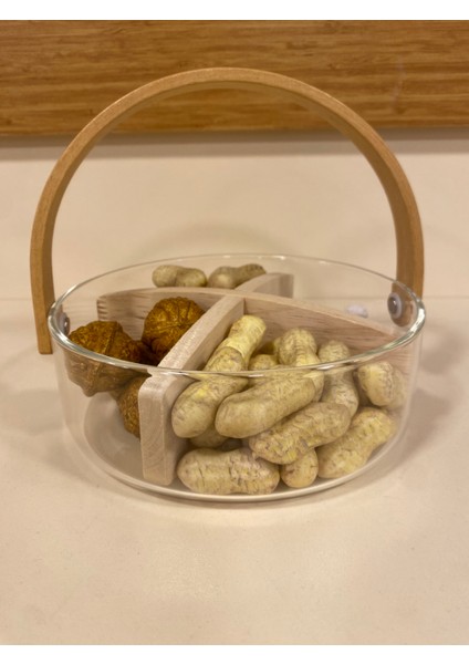 Çerezlik 4 Bölmeli Ahşap Saplı ve Cam Hazneli Çapı 18 cm modelleri