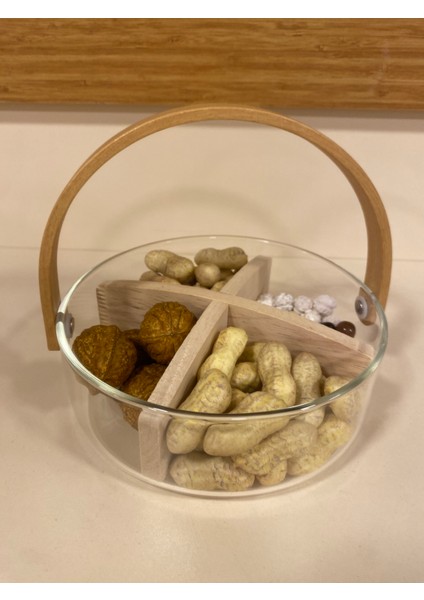 Çerezlik 4 Bölmeli Ahşap Saplı ve Cam Hazneli Çapı 18 cm fırsatları