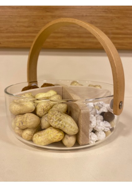 Çerezlik 4 Bölmeli Ahşap Saplı ve Cam Hazneli Çapı 18 cm indirimleri