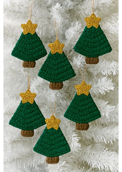 Home Noella 6'lı El Yapımı Yeşil Çam Ağacı Yılbaşı Süs Seti